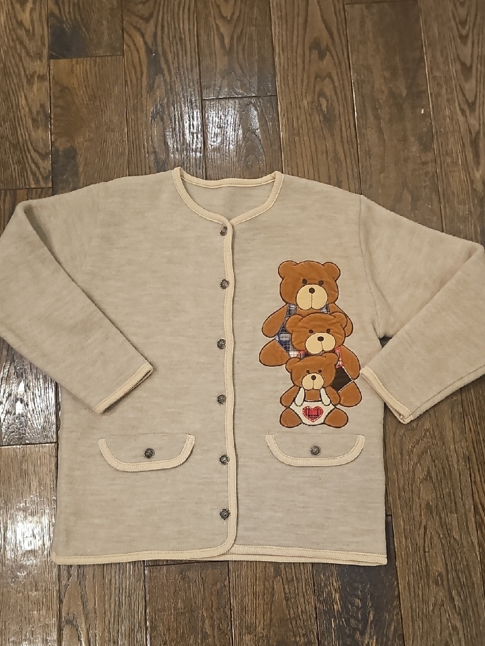 Vintage Teddy Bears Wool Blend Cardigan